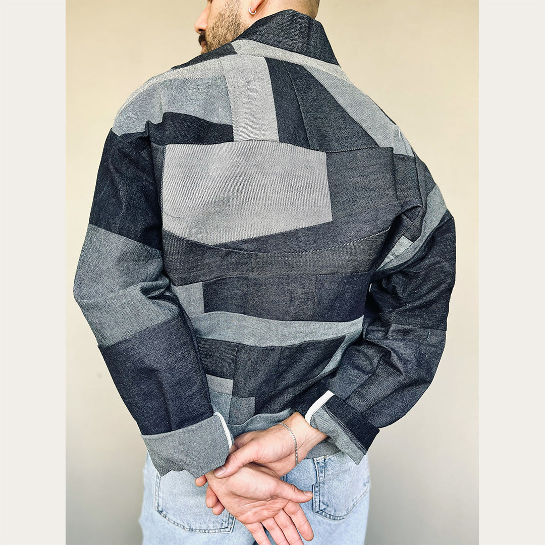 Upcycled Raw Denim Haori-Inspired Jacket