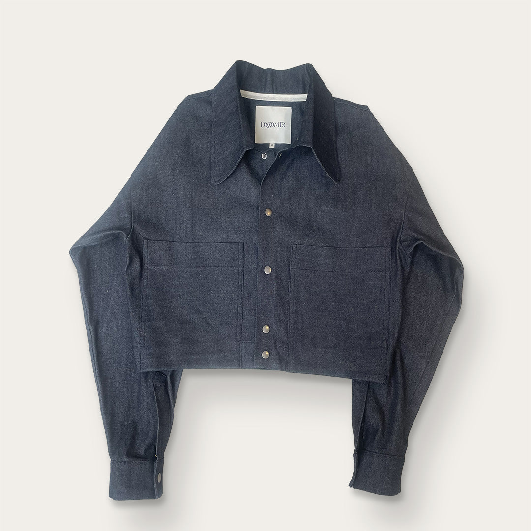 Japanese Denim Cropped Button-Up