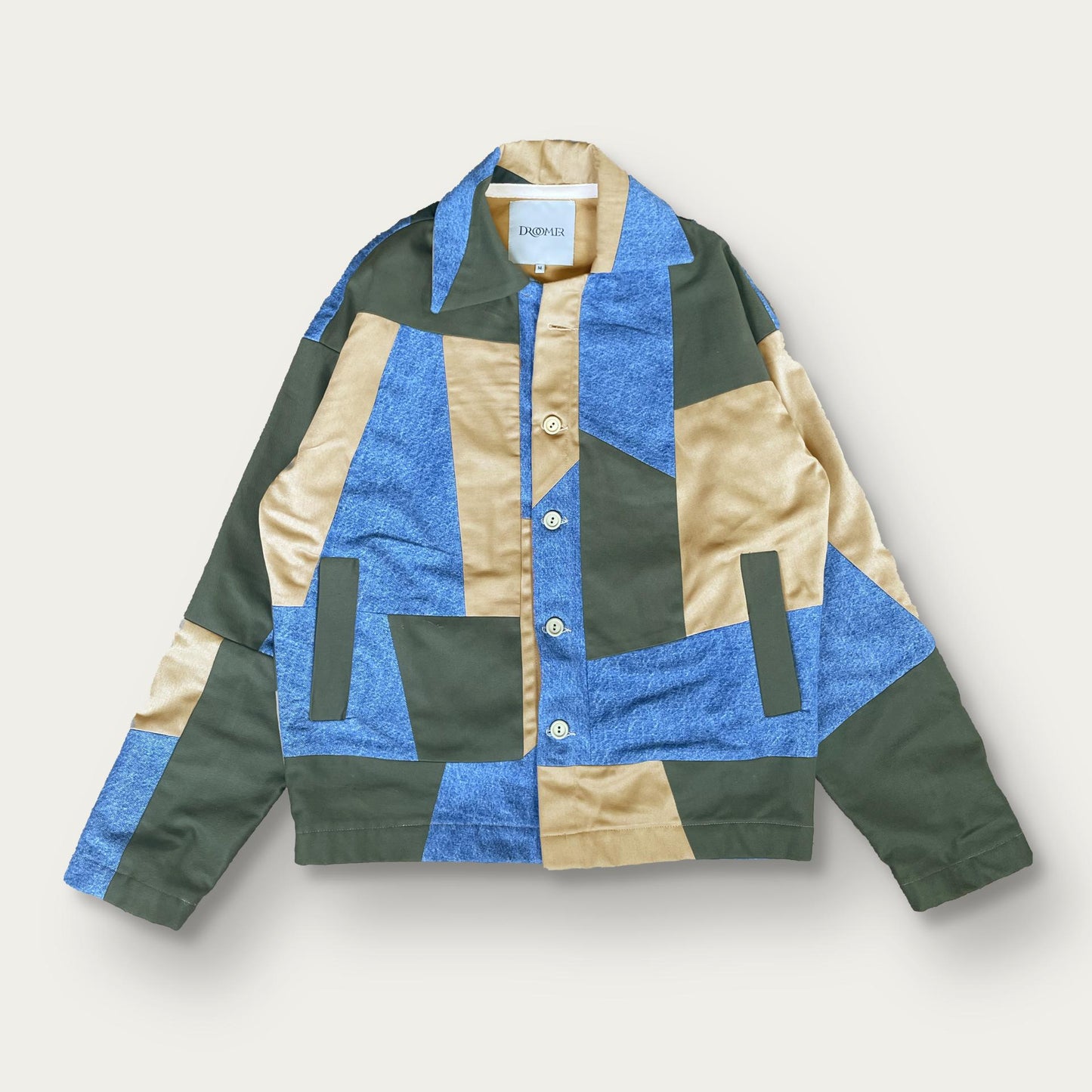 Mosaic Harrington Jacket in Denim & Stone